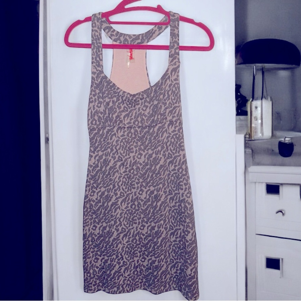 XS Grey Free People velvet leopard print dress